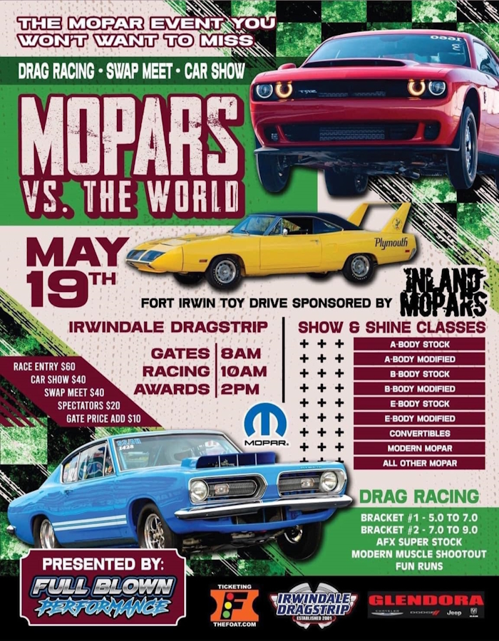 Mopars vs the World - May 19th 2024 at Irwindale Speedway